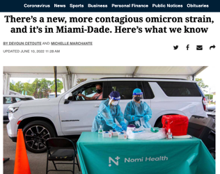 Miami Herald on Newest Omicron Strain